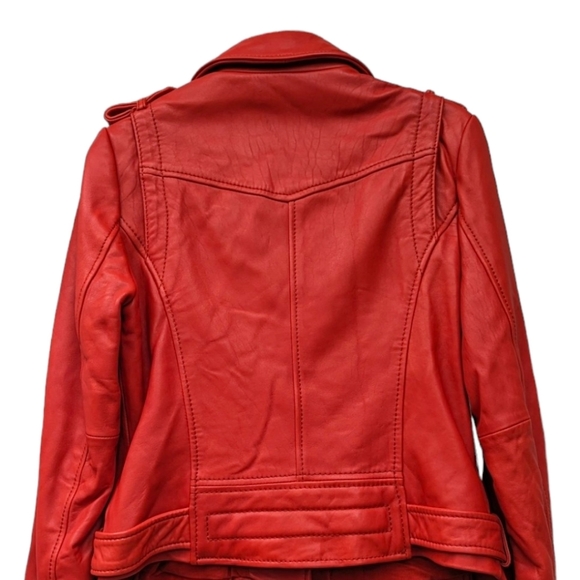 Boston Proper Moto Style Red Leather Jacket Sz S - Picture 3 of 13